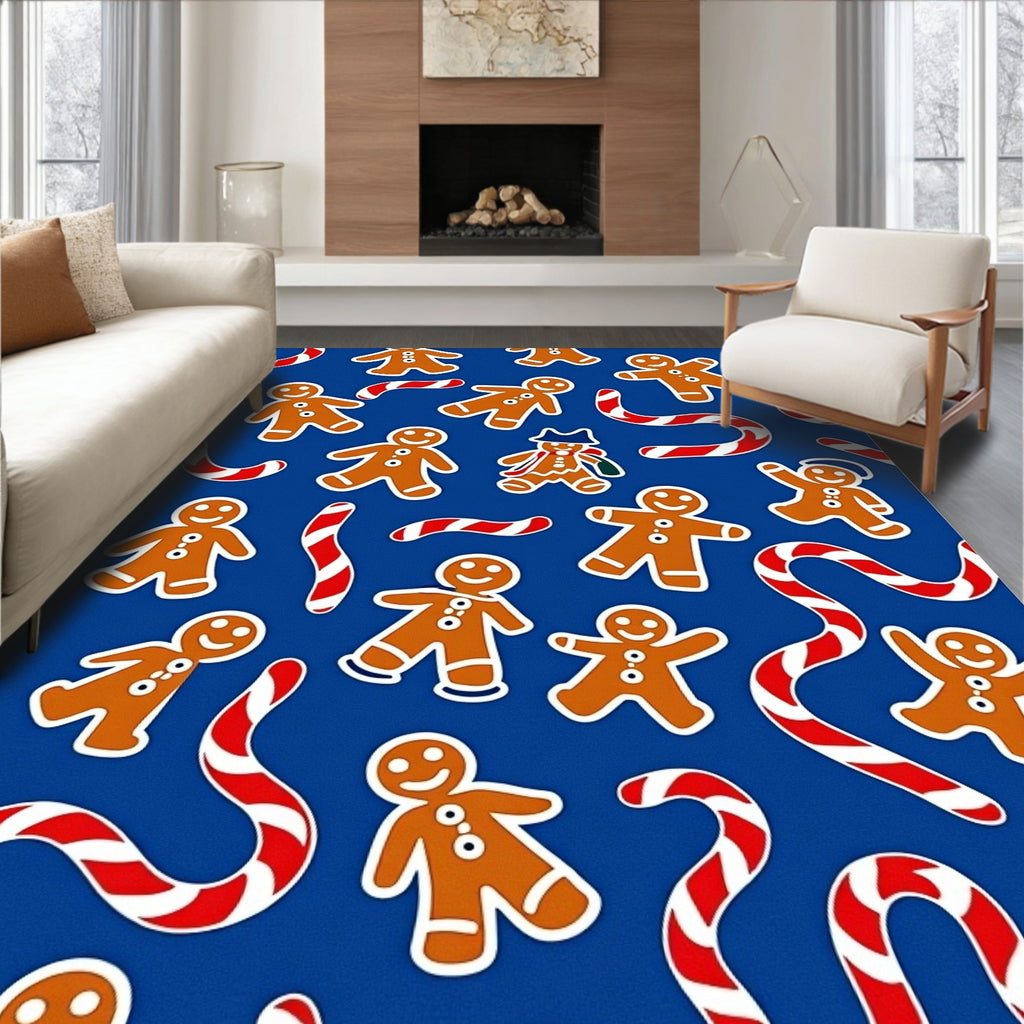 Whimsical Gingerbread Candy Cane Holiday Collage Rug
