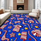 Whimsical Red White Zebra Stars Rug