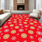 Red Snowflake Cookie Medallion Rug