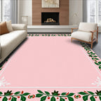 Pink Holly Berry Garland Border Rug