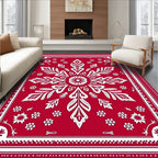 Bold Red Snowflake Medallion Rug
