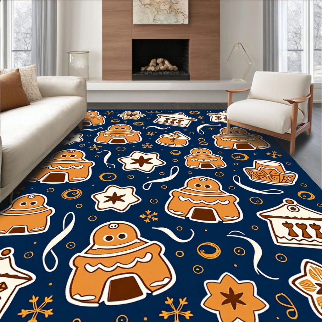 Whimsical Gingerbread Holiday Cookie Collage Rug