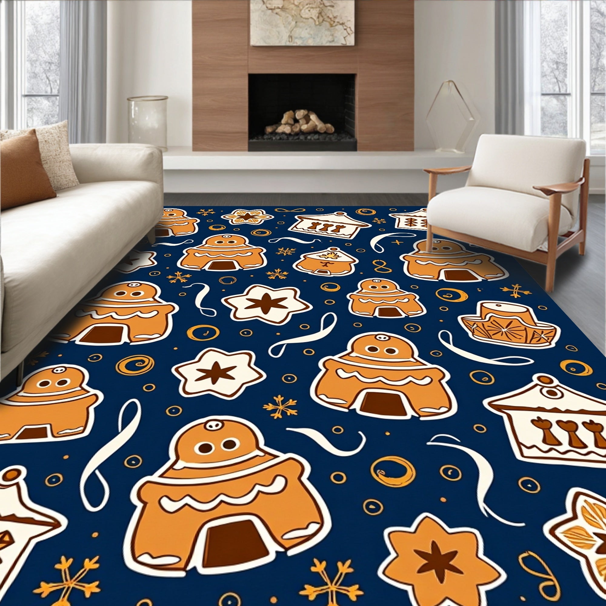 Whimsical Gingerbread Holiday Cookie Collage Rug