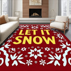 Crimson Snowflakes Border Rug