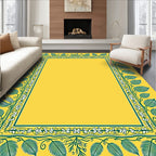 Golden Yellow Green Leaf Border Rug