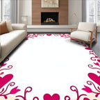 Pink Heart Vine with Bird Border Rug