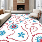 Crimson Candy Cane Snowflake Whimsy Rug