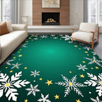 Holiday Snowflake Star Border Rug