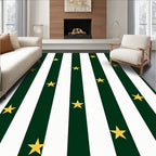 Green White Stripe Gold Star Rug