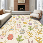 Whimsical Bunny Floral Easter Eggs Rug