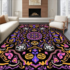 Spooky Skulls Pumpkin Mandala Medallion Rug