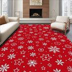 Christmas Red Snowflake Star Scatter Rug