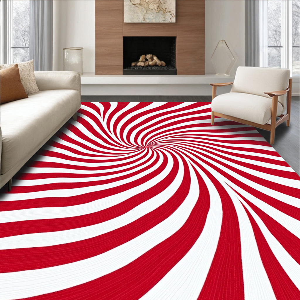 Crimson White Swirl Radiation Rug