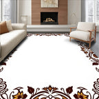 Vineyard Scrollwork Golden Leaf Border Rug