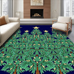 Green Starry Forest Trees Rug