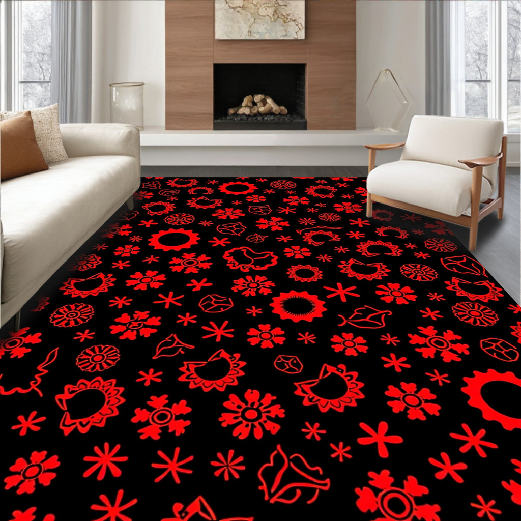 Bold Red Floral Scatter Rug