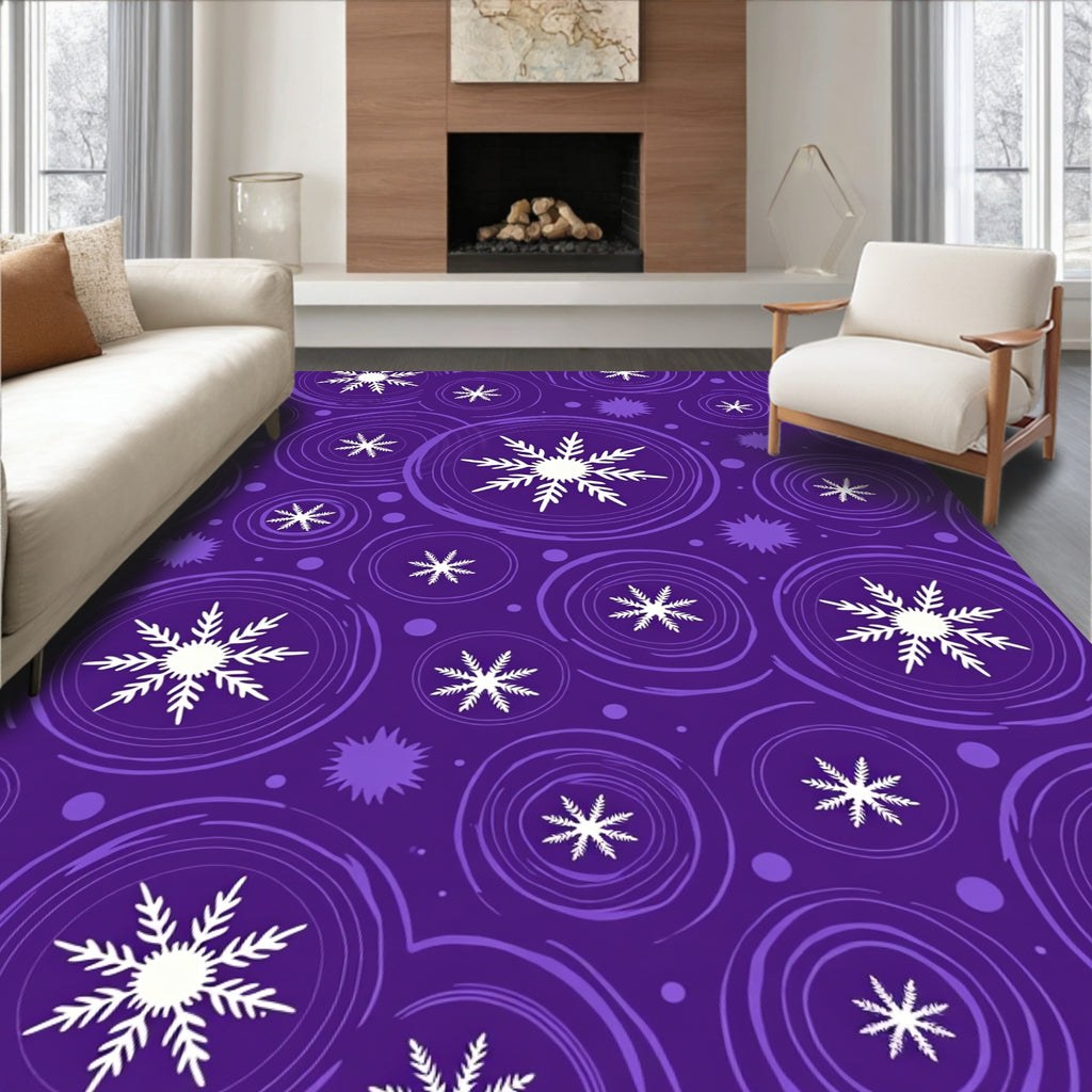 Purple Winter Snowflake Swirls Rug
