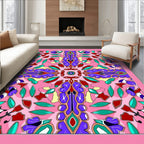 Vibrant Pink Purple Floral Medallion Rug