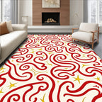 Crimson Swirls with Golden Stars Rug