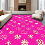 Pink White Snowflake Cluster Rug