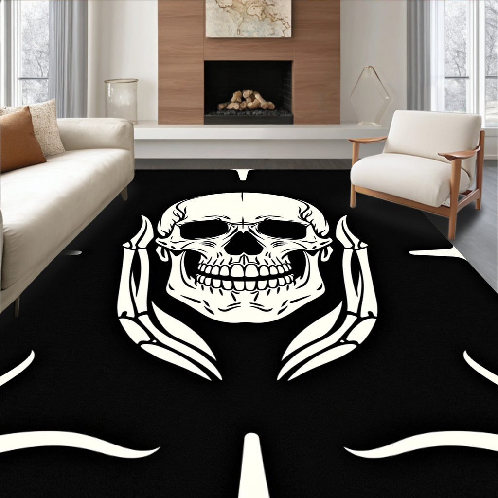 Dark Grim Reaper Skull Motif Rug