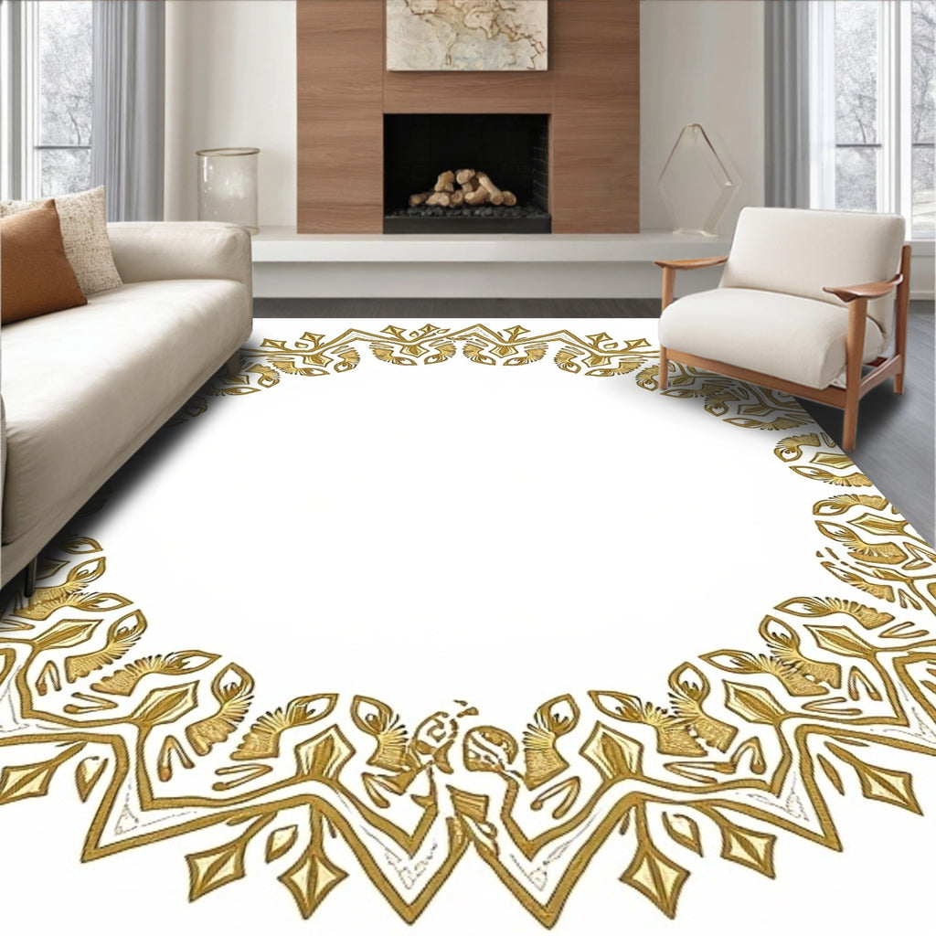 Golden Filigree Radial Arabesque Rug