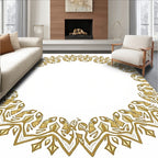 Golden Filigree Radial Arabesque Rug