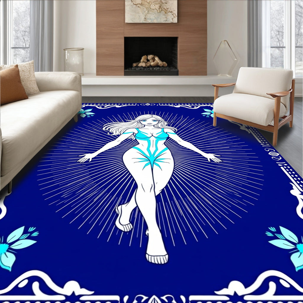 Azure Aura Woman Bursting Light Rug