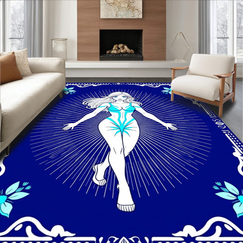 Azure Aura Woman Bursting Light Rug
