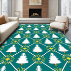Teal White Pine Sunburst Geometric Rug