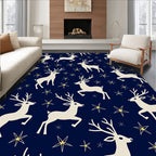 Cream Reindeer Starry Night Navy Rug