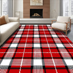 Classic Red Black White Plaid Texture Rug
