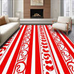 Red White Stripe Organic Border Rug