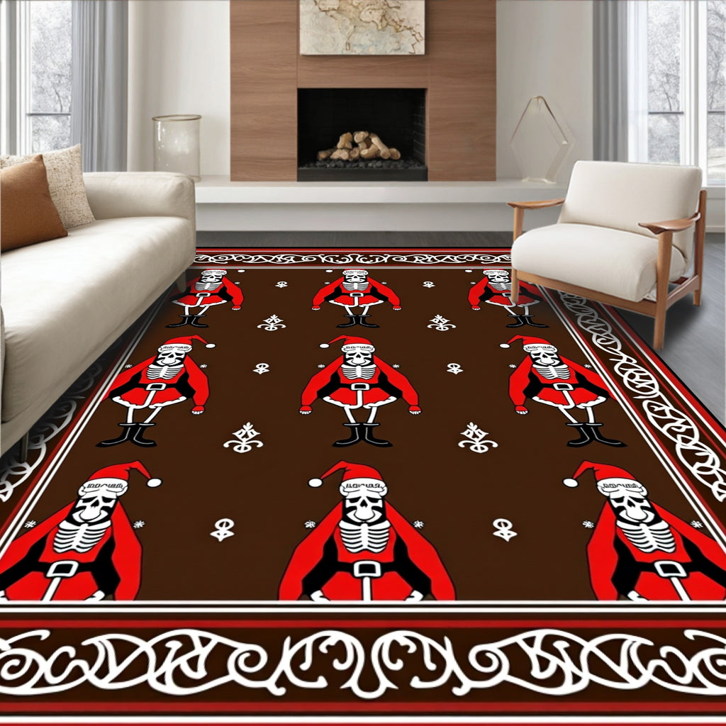 Spooky Santa Skeleton Christmas Repeat Rug