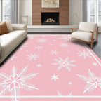 Pink White Snowflake Cluster Rag Rug