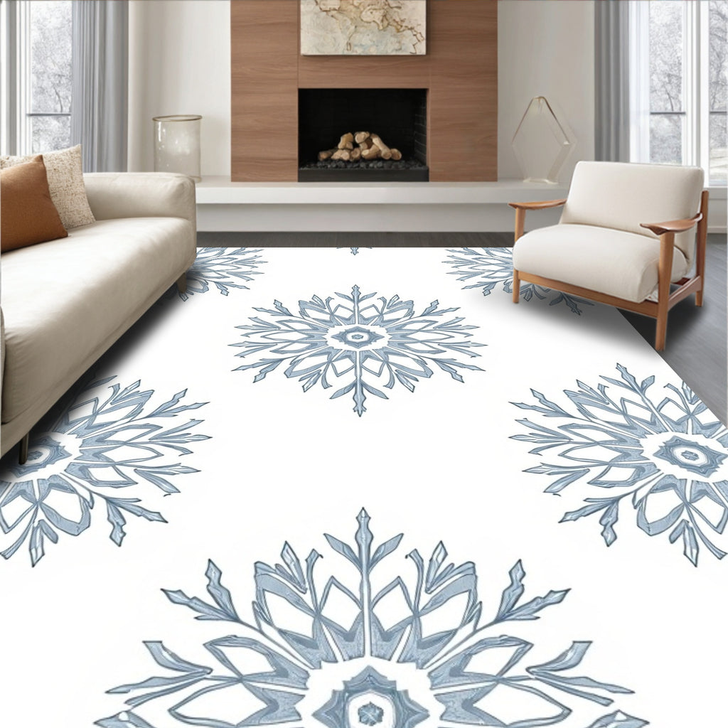 Pale Blue Snowflake Symmetry Rug