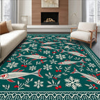 Deep Teal Fish Snowflake Bounty Rug