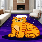 Orange Tabby Cat Under Full Moon Rug