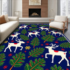 Whimsical White Deer Forest Christmas Rug