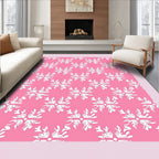Pink White Snowflake Scatter Rug