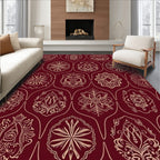 Deep Crimson Intricate Medallion Mandala Rug