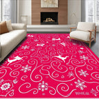 Whimsical White Deer Snowflakes Swirls Rug