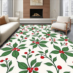 Classic Red Berry Green Leaf Garland Rug