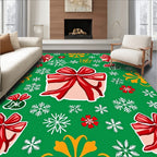 Red Gift Boxes White Snowflakes Yellow Blooms Rug