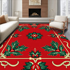 Crimson Holly Leaf Medallion Rug