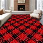 Bold Red Diamond Overlapping Abstract Rug