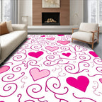 Pink Hearts Swirls Rug