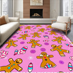 Pink Gingerbread Man Candy Sprinkle Rug