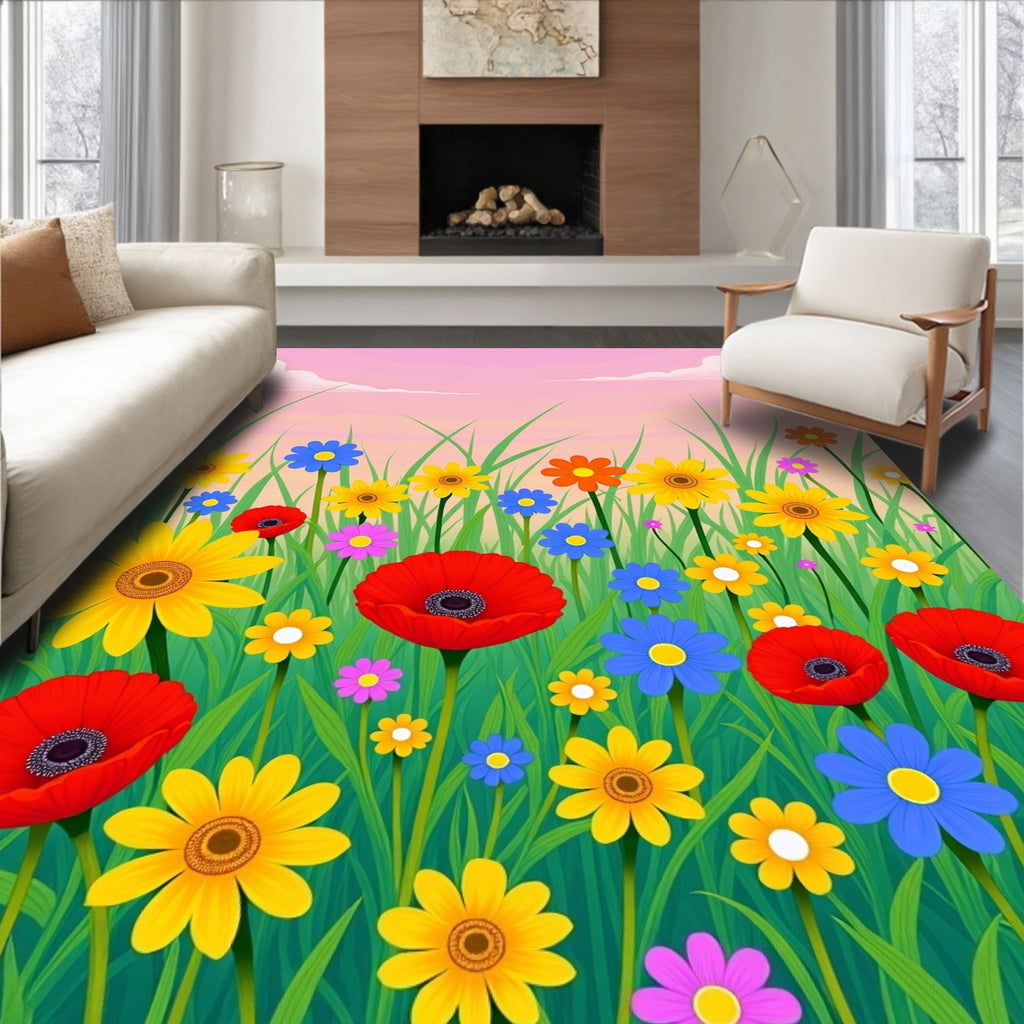 Vivid Meadow Multi Flower Field Rug