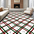 Crimson Green Diagonal Crossing Shapes Rug